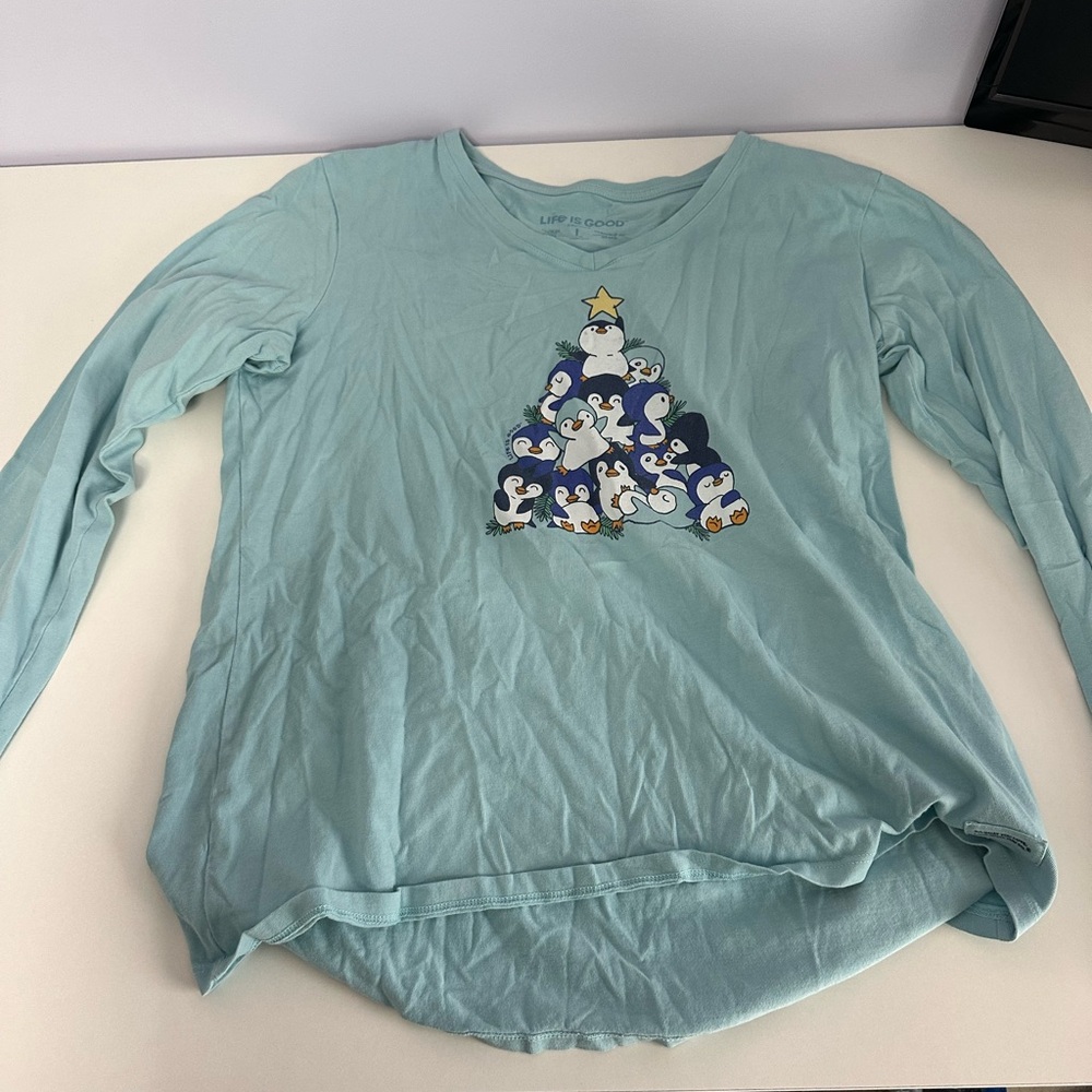 Life Is Good Teal Long Sleeve Top